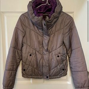 $269 European brand Ochirley Girls’ Gray Dotted winter jacket YR 13 Women XS